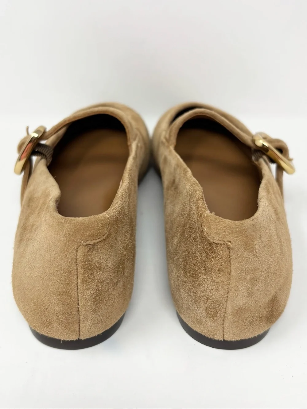 Madewell The Remy Mary Jane Flats Dried Acorn Brown Suede Gold Buckle Size 6
